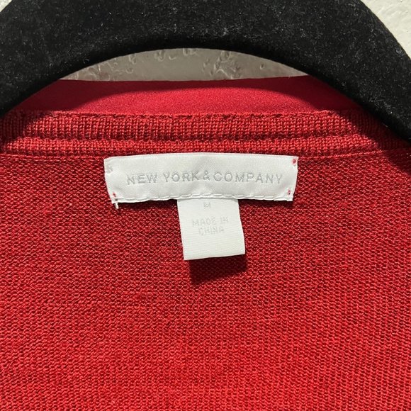 New York & Company Red 3/4 Sleeve Open Front Cardigan and Camisole Top - Picture 6 of 9